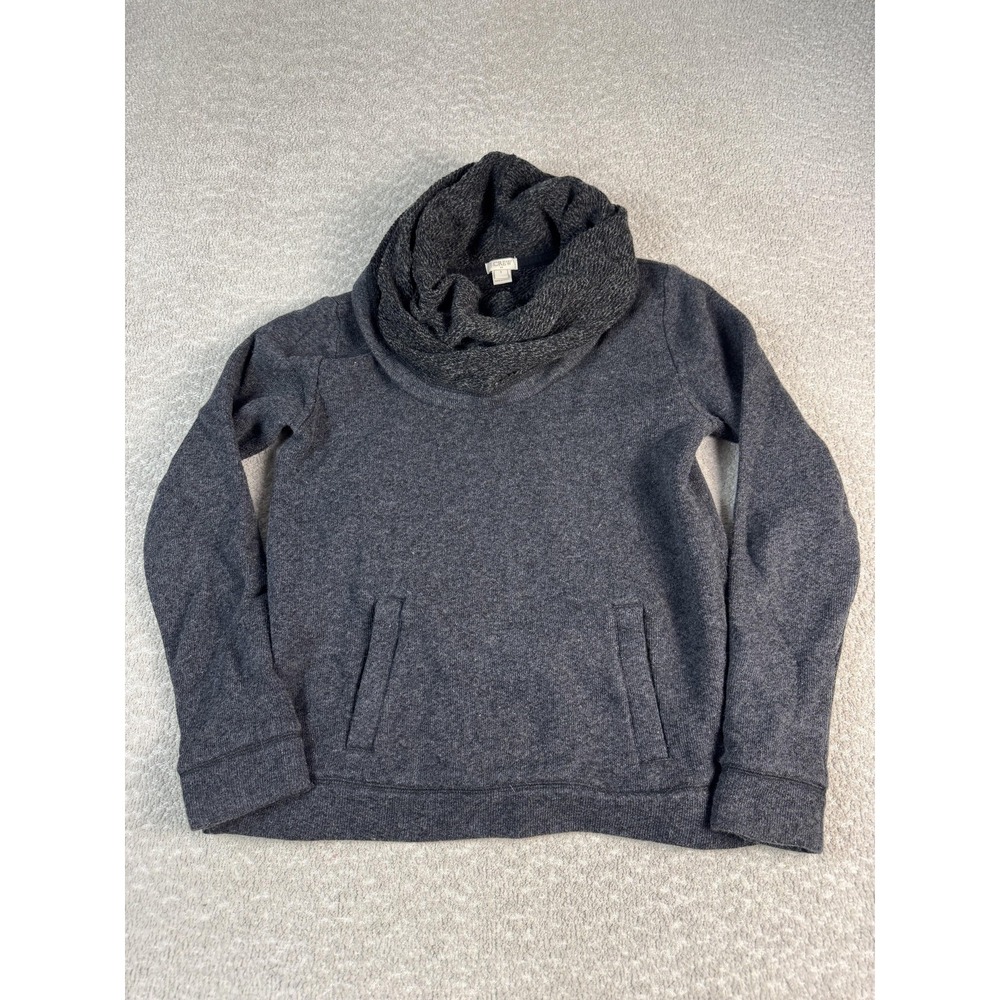 J Crew Hoodie Womens Small Gray Fleece‎ Cowl Neck Pullover Sweatshirt Cozy
